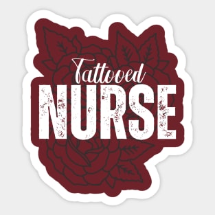 Tattooed Nurse Rose Background Sticker